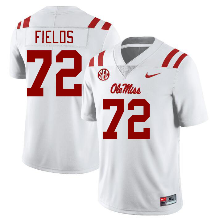 Ole Miss Rebels #72 Ethan Fields College Football Jerseyes Stitched Sale-White
